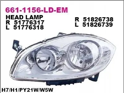 Фара Лів (H1/H7/PY21W/W5W, електричн, з мотором) FIAT LINEA 06.07-06.15 DEPO 6611156LMLDEM