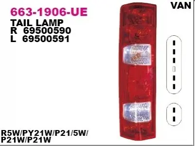 Ліхтар задній Лів (P21/5W/P21W/R5W, подряпано) IVECO DAILY IV 05.06-08.11 DEPO 6631906LUE