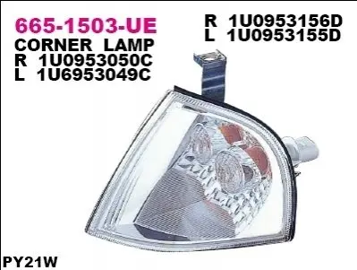 Лампа сигналу повороту переднього Прав (прозорий, PY21W) SKODA OCTAVIA I 08.00-12.10 DEPO 6651503RUE Купити в Україні