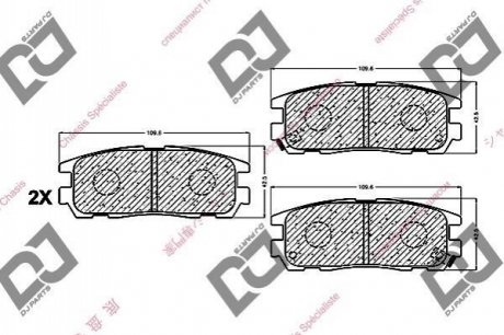 Тормозные колодки, дисковый тормоз.) DJ PARTS BP1053