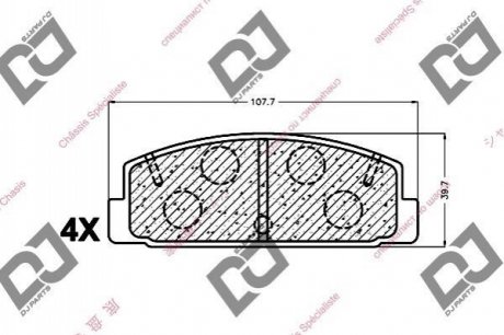 Гальмівні колодки, дискове гальмо (набір) DJ PARTS BP1351 (фото 1)