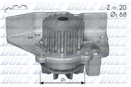 Водяной насос CITROEN SYNERGIE (22 - (120193, 1201A1, 9566950080) DOLZ C118