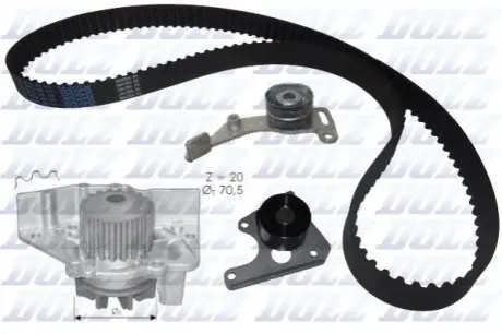 Комплект ГРМ + помпа Citroen Jumper/Jumpy/Berlingo 1.9D/TD 94-02 DOLZ KD023
