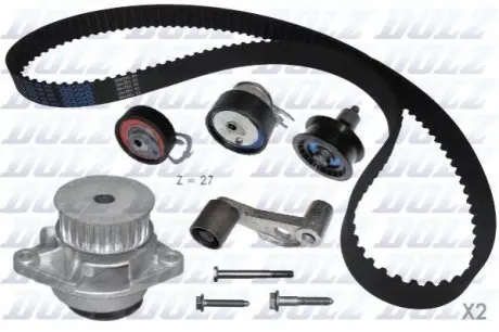 Фото 1 — Комплект ГРМ + помпа VW/Seat 1.4 V16 97- DOLZ (KD035) Фото Комплект ГРМ + помпа VW/Seat 1.4 V16 97- DOLZ (KD035) зображення 1