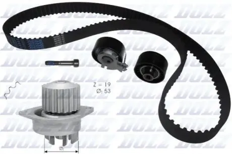 Комплект ГРМ + помпа Citroen Berlingo/C3/Peugeot 206/301 1.6 00- (25.4x134z) (замінено на KP35581XS) DOLZ KD049