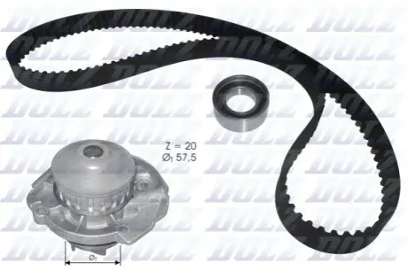 Фото Водяний насос + зубчастий ремінь DOLZ (KD129) зображення 1