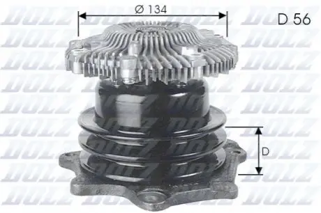 Насос охолоджуючої рідини, з ущільненням NISSAN NAVARA, PICK UP, TERRANO I, TERRANO II 2.5D/2.7D 08.87-04.05 DOLZ N144