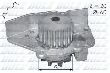 Насос охолоджуючої рідини, з ущільненням CITROEN BERLINGO, BX, EVASION, XANTIA, XSARA, ZX FIAT CINQUECENTO, ULYSSE PEUGEOT 205 I, 205 II, 306, 309 II, 405 I, 405 II, 406 0.7-1.9 10.82-10.04 DOLZ N405 Купити в Україні