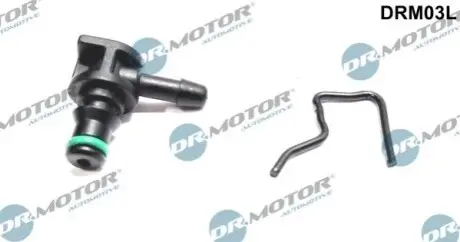 Фото Штуцер шланга зливу Г-подібний (пласт.) (Siemens) (із захистом) DR.MOTOR (DRM03L) зображення 1
