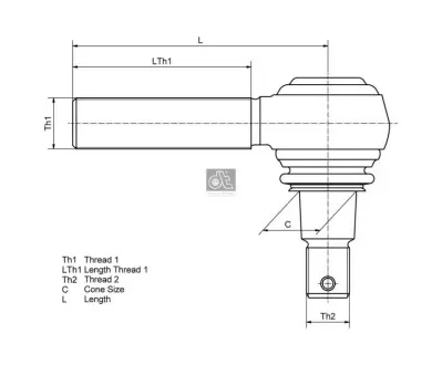 Наконечник поперечной рулевой тяги DT 253012