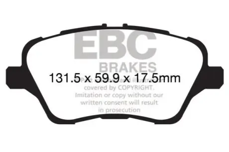 Комплект гальмівних колодок, дискове гальмо EBC DP22149