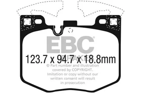 Комплект гальмівних колодок, дискове гальмо EBC DP42302R