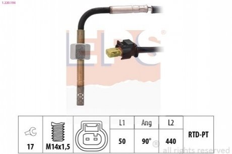 Датчик температури випускних газів MB OM642.852/OM642.853/OM642.854 EPS 1.220.194 (фото 1)