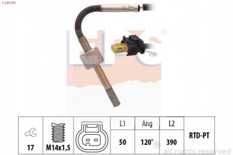 Датчик температуры выпускных газов MB GL X166 350CDI 12-15/GLE W166 EPS 1.220.309 (фото 1)