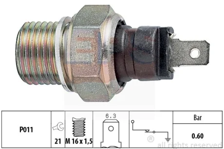 PEUGEOT датчик давления смазки (черн.) (0,6bar) Partner,106, 205, 306, 309, 405,Citroen Berlingo,Ford Scorpio EPS 1.800.021