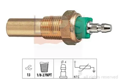 Датчик температури охолоджуючої рідини Mitsubishi Colt/Outlander/Pagero IV 88- чорний EPS 1.830.230 Купити в Україні