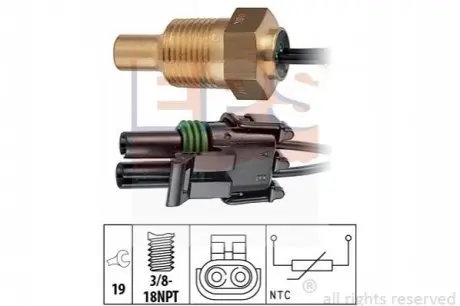 Датчик, температура охолоджувальної рідини EPS 1.830.307 Купити в Україні
