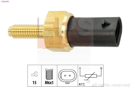 Датчик температури охолоджувальної рідини Opel Astra 1.7 CDTI 09-20/Astra K 1.0 15-/Corsa E 1.3CDTI 14-/Insignia 2.0 CDTI 14-/Zafira 2.0CDTI 15- EPS 1.830.404 (фото 1)