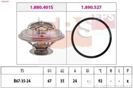 Фото 1 — Термостат 92C Bmw 1.8/2.4D 87-/VW Passat 2.8 97- EPS (1.880.401) Фото Термостат 92C Bmw 1.8/2.4D 87-/VW Passat 2.8 97- EPS (1.880.401) изображение 1