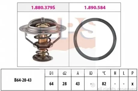 Термостат Mitsubishi L 200 2.5D 05-15/Pajero 3.0-3.8i/3.2D/Renault Espace 3.0dCi 05- EPS 1880649 Купити в Україні