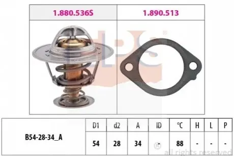 Термостат Audi A3/Q3 Skoda Superb/Seat Leon/VW Golf/Sharan 1.6Tdi/2.0Tdi 13- EPS 1.880.933 Купить в Украине