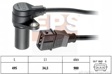 Датчик положення колінчастого вала Opel Astra G/Omega B/Vectra B/C 2.0-2.2 DTI 98 EPS 1.953.160 Купити в Україні