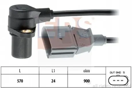 Датчик положення колінвалу Audi A3/A4/A6/A8/ Skoda Fabia/ Octavia/VW Passat 1.6-3.0 96-10 EPS 1.953.172 Купити в Україні