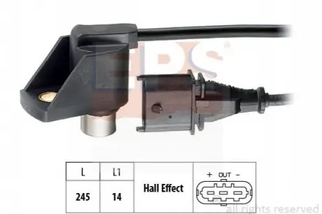 Датчик положения коленвала Citoren Berlingo, C3, C4, Xsara/Peugeot 206, 306, 307 1.4i-1.6 16V 96- EPS 1.953.298 Купить в Украине