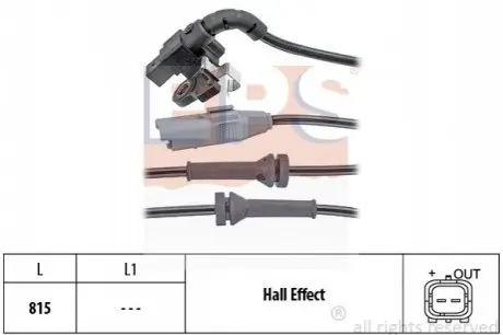 Датчик ABS задн Citroen C4, C4 I, C4 II, Ds4 Peugeot 307, 308, 1.2-2.0D 11.03- EPS 1960063 Купить в Украине