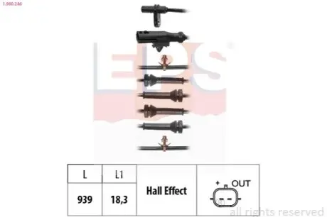 NISSAN Датчик ABS задній QASHQAI II 1.2-2.0 13 EPS 1.960.246 Купити в Україні