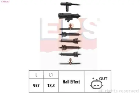 NISSAN Датчик ABS задній X-TRAIL III 1.6/2.0 14 EPS 1.960.252 Купити в Україні