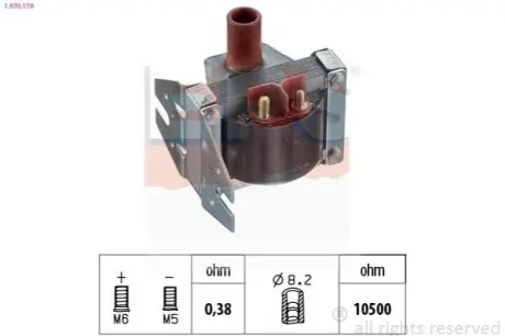 Котушка запалювання MB S-class (W126/W140/C140) 85-00 M102 (14V) EPS 1.970.178 Купити в Україні