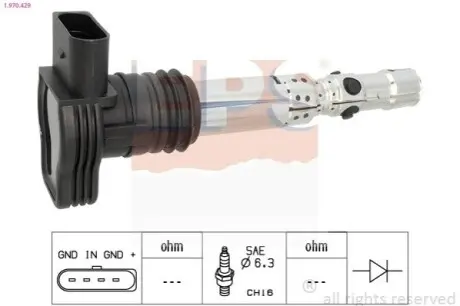 Котушка запалювання VW Golf 1.8T/Passat 1.8T/2.0 00-05 EPS 1.970.429 Купити в Україні