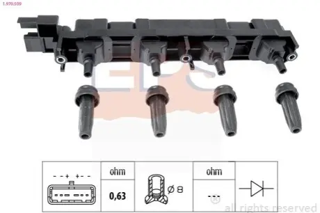 Катушка Citroen C4/C8 Peugeot 206, 307, 406, 407, 607, 807 EPS 1.970.509 Купить в Украине