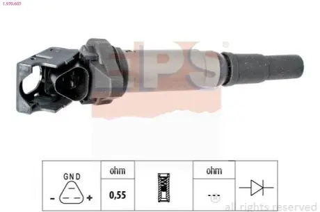 Катушка зажигання BMW 5 (E60/F10)/6 (E63) 2.0/3.0i 07-13 N43/N52/N53 EPS 1.970.607 Купити в Україні