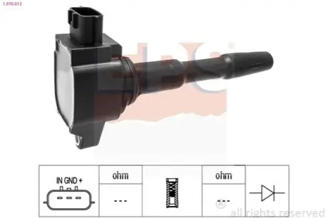 Катушка зажигания Dacia Dokker 1.2/1.6 12- /Duster 13- /Lodgy 15- /RenaultT Captur 0.9TCE/1.2TCE 13- /Megane 1.2TCE 2012- /Scenic 12- EPS 1.970.613 Купить в Украине