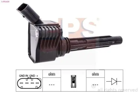 VW Котушка запалювання Audi A1,3,4,5,Q3,Q5,Skoda Octavia,Golf VII 1.8/2.0 TSI/TFSI 12 EPS 1.970.630 Купити в Україні
