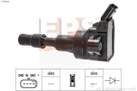 Катушка зажигания Hyundai Kona 1.0T-GDI 17-/i20 1.0T-GDI 15-/i30 1.0T-GDI 16-/Kia Ceed 1.0T-GDI 15-/Picanto 1.0T-GDI 17- EPS 1.970.638 Купить в Украине