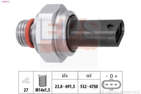 Датчик давления выпускных газов BMW 5 (F10/G30/F90) 550d 12-/7 (F01/F02/G11) 750d 12-/X5 (E70/F15/F85) 11- EPS 1.980.013