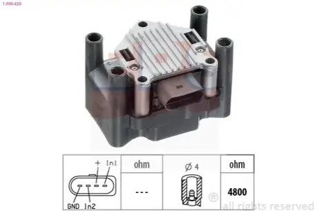 Катушка зажигания Audi A4 94-/VW Passat 1,6 97-/Skoda Octavia 98- EPS 1.990.420 Купить в Украине