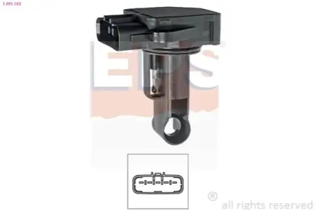 Витратомір повітря Toyota Land Cruiser Prado 3.0 D-4D 02-10 EPS 1.991.163 Купити в Україні