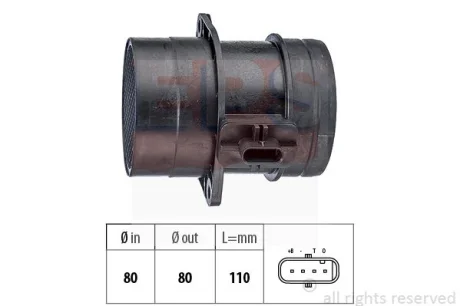 Расходомер воздуха Audi A4/A6/Q3/Q5/VW Caddy/Crafter/Golf/T5 2.0TDI 05- EPS 1991446