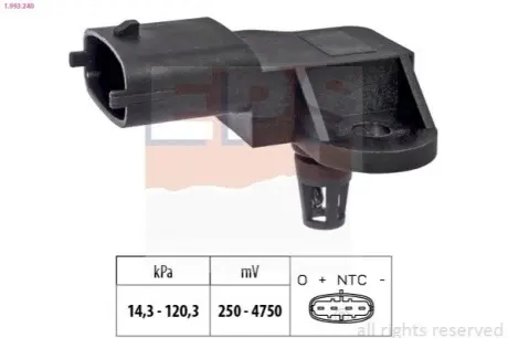 Датчик абсолютного тиску CHEVROLET AVEO 08 EPS 1.993.240 Купити в Україні