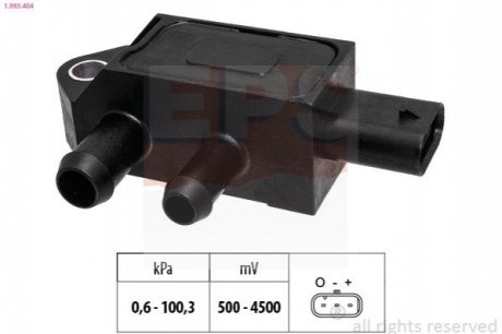Датчик давления отходящих газов Opel Astra K 1.6CDTI 15-/Insignia B 1.6CDTI 17- EPS 1.993.404 (фото 1)