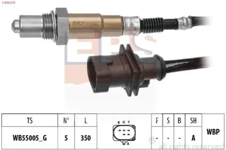 LAND ROVER Лямбда-зонд DISCOVERY 3.0 13-, RANGE ROVER 3.0 13 EPS 1.998.570 Купити в Україні