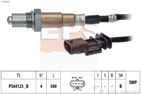 VOLVO Лямбда-зонд V90 16-18, XC60 II (246) T5 17- EPS 1.998.610