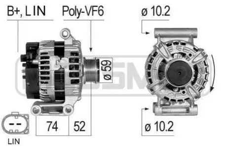 Генератор Citroen Jumper/Ford Transit/Peugeot Boxer 2.2HDi/TDCi 11- (14V/150A) ERA 210835A
