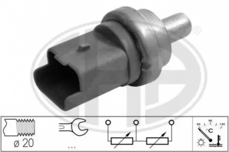 Датчик температури охолоджуючої рідини Citroen Berlingo/Jumper 2.0-2.2HDi 99-06 (3 конт.) (синій) ERA 330742