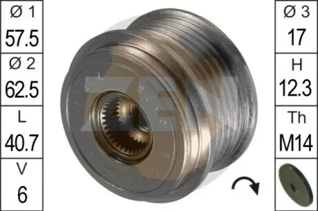 Шкив генератора инерционный ERA ZN5428