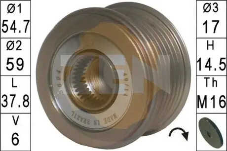 Шкив генератора инерционный ERA ZN5594 Купить в Украине